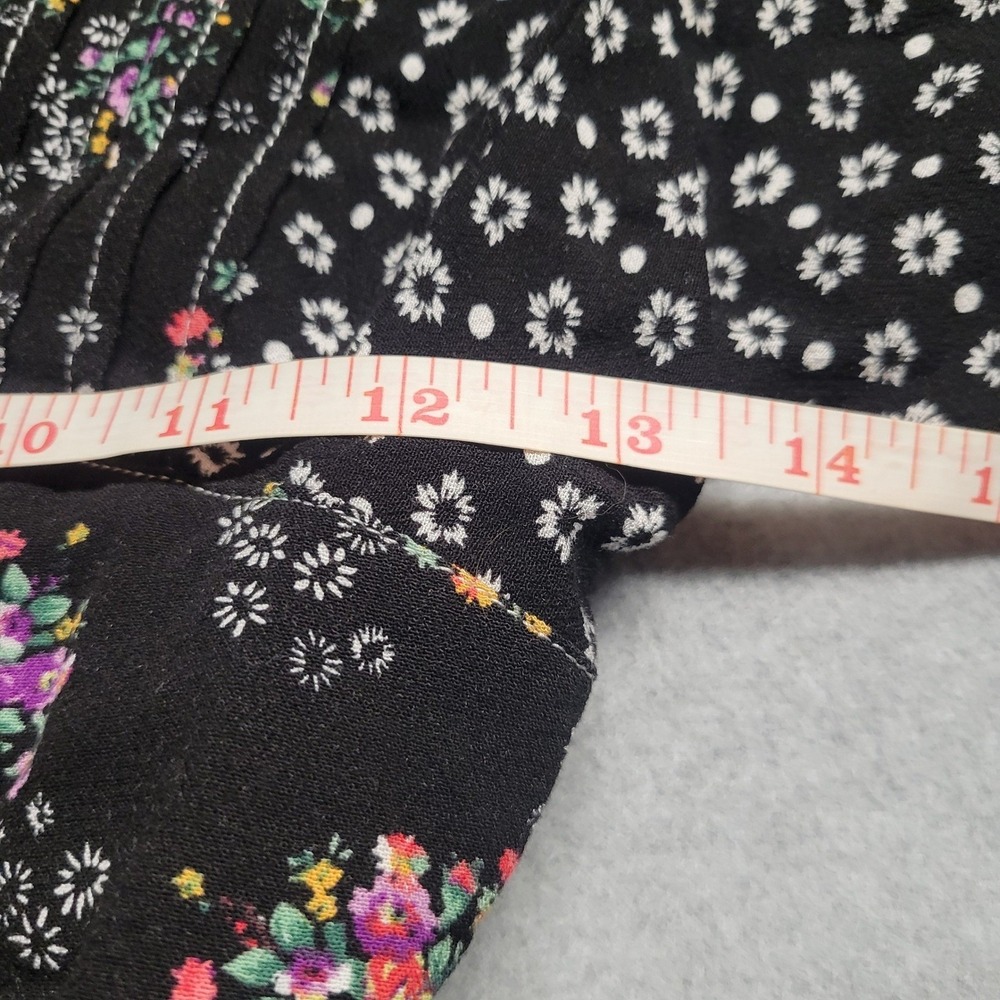 Free People Wonderland Mixed Floral Button Front Mini Dress Black Long Sleeve XS - Picture 5 of 11
